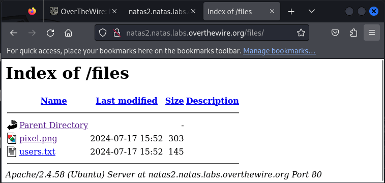 Natas2 Solution - Accessible Folder